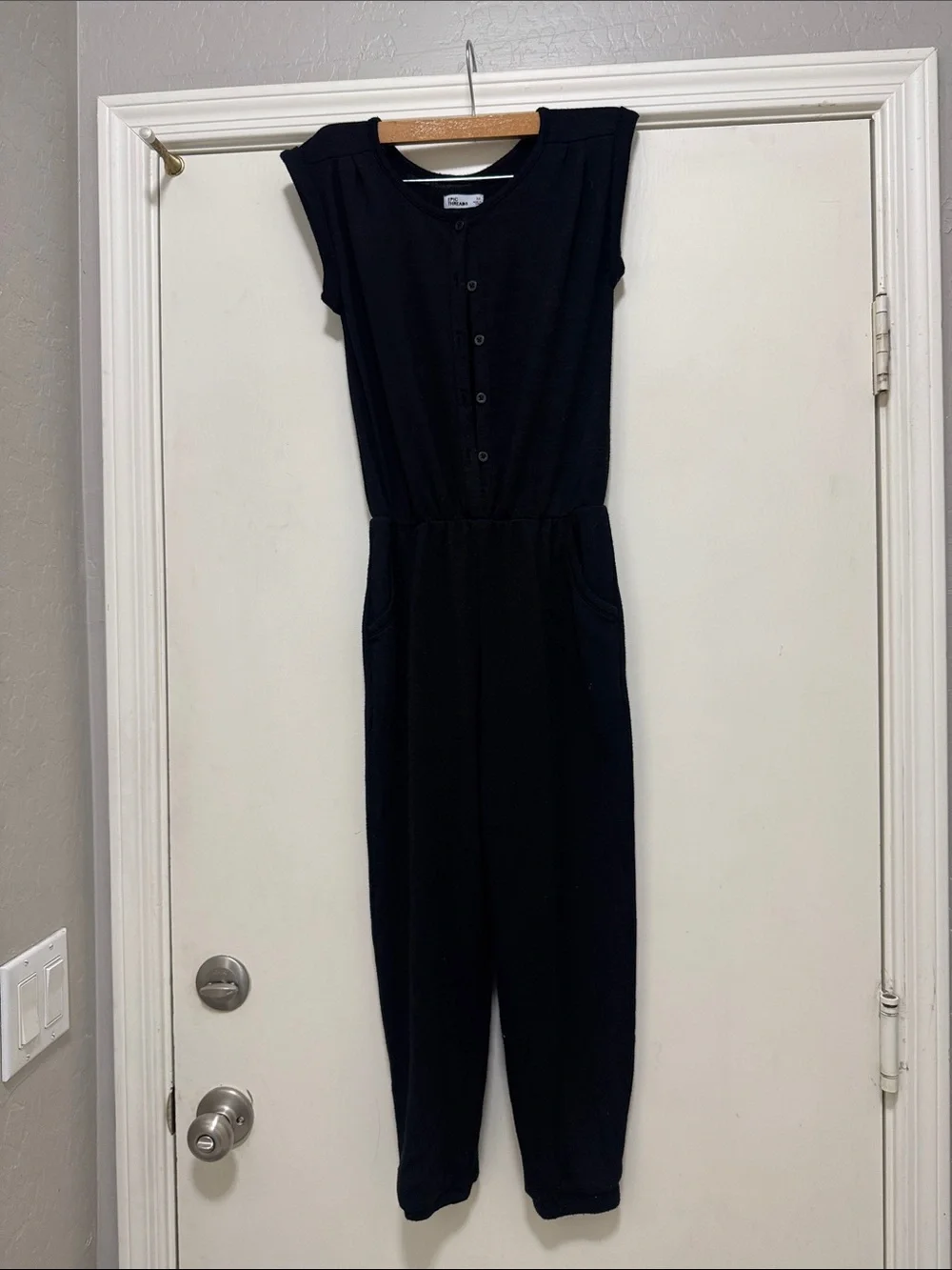 Epic Threads Black Sleeveless Button-Front One-Piece